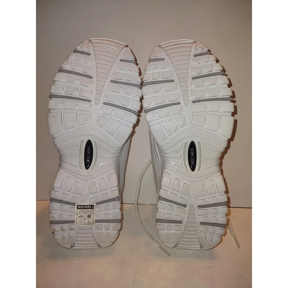 Skechers Sport White Leather Sneakers Women's 8.5 Energy Timeless Vision Retro